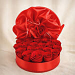 20 Red Roses in Red Round Box