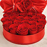 20 Red Roses in Red Round Box