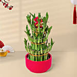 3 Layer Bamboo In Chinese New Year In Red Pot