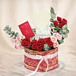 Love Valentine Roses with Chocolate Gift Box & LED Lamp