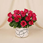 Romantic Arrangement of Dark Pink Roses for Valentines Day