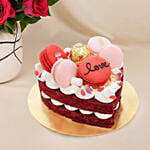 Romantic Dark Pink Roses for Valentine’s Day with Cake