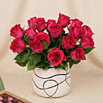 Romantic Dark Pink Roses for Valentine’s Day with Chocolates