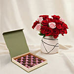 Blush of Love Roses with Chocolates