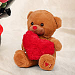 Valentine's 9 Roses N Teddy Bear Bundle