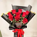 Chocolate Hearts Box and Red Roses Bouquet