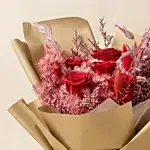 Valentines Preserved Roses 2 in 1 bouquet with built-in vase