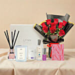 Romantic Red Roses and Cosmetic Gift Set
