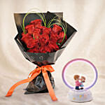 15 Red Roses Bouquet for Valentine's Day n Led Love Lamp