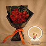 15 Red Roses Bouquet for Valentine's Day n Led Love Lamp