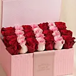 Valentines Pink and Red Roses in Pink Leather Box