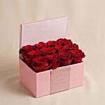 Valentines Red Roses in Pink Leather Box