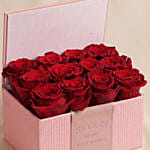 Valentines Red Roses in Pink Leather Box