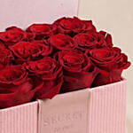 Valentines Red Roses in Pink Leather Box