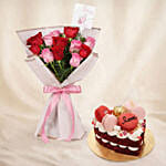 Love Expresssion Roses Bouquet with Cake