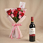 Love Expresssion Roses Bouquet with Wine