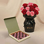 Roses Blush for Valentines with Chocolates