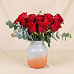 Rustic Red Roses Vase