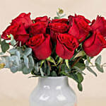 Rustic Red Roses Vase