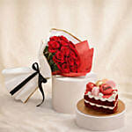 Rosy Reverie 18 Roses Bouquet n Cake for Valentine's