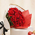 Rosy Reverie 18 Roses Bouquet n Cake for Valentine's