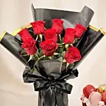 Valentines 9 Roses and Cake Combo