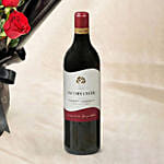 Valentine's Day 9 Roses Bouquet n Wine Combo