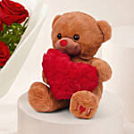 Love 9 Red Roses Bouquet and Teddy Gift
