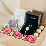 Valentine Gift Box For Her with Perfume, Watch & Chocolates