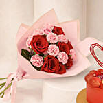 Valentine Special Roses Bouquet and Cake