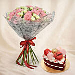 Love Joy Spray Roses Bouquet and Cake For Valentine's