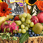 Sunflowers, Gerberas & Exotic Fruits Celebration Basket