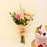Smiley Mini Jellycat Pastel Bouquet with Fruit Cake