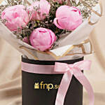 5 Pink Peonies in a Box