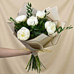 Elegant 5 White Peonies Bouquet