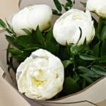 Elegant 5 White Peonies Bouquet