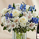 Flower Vase Arrangement With Moet Champagne
