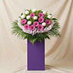Gerberas N White Ball Mums Flower Stand