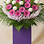 Gerberas N White Ball Mums Flower Stand
