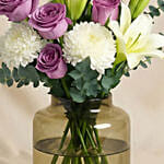 Lovely Mixed Flowers Oval Shaped Vase