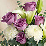 Lovely Mixed Flowers Oval Shaped Vase