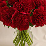 Passionate Red Peonies Vase