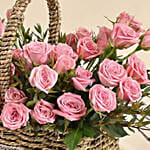 Pink Spray Rose in Small Basket