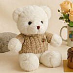 Birthday Floral Mug Arrangement with Teddy N Chocolate Cake