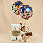 Birthday Surprise Combo with Roses, Cake, Teddy & Balloons