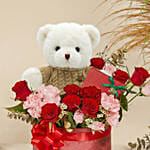 Flowers Teddy and Chocolate Box