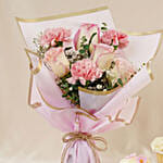 Flowers and Cupcakes Combo – Pink Blooms & Vanilla Treats