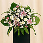 Heartfelt Condolence Mixed Flowers Black Stand