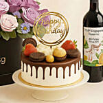 Birthday Flowers Cake & Wine Bundle