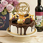 Birthday Gift Set - Roses Cake and Wine